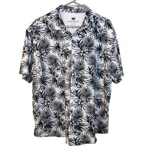 Desert Dunes Hawaiian Shirt - XL - Black‎ & White Tropical Palm Print Button-Up